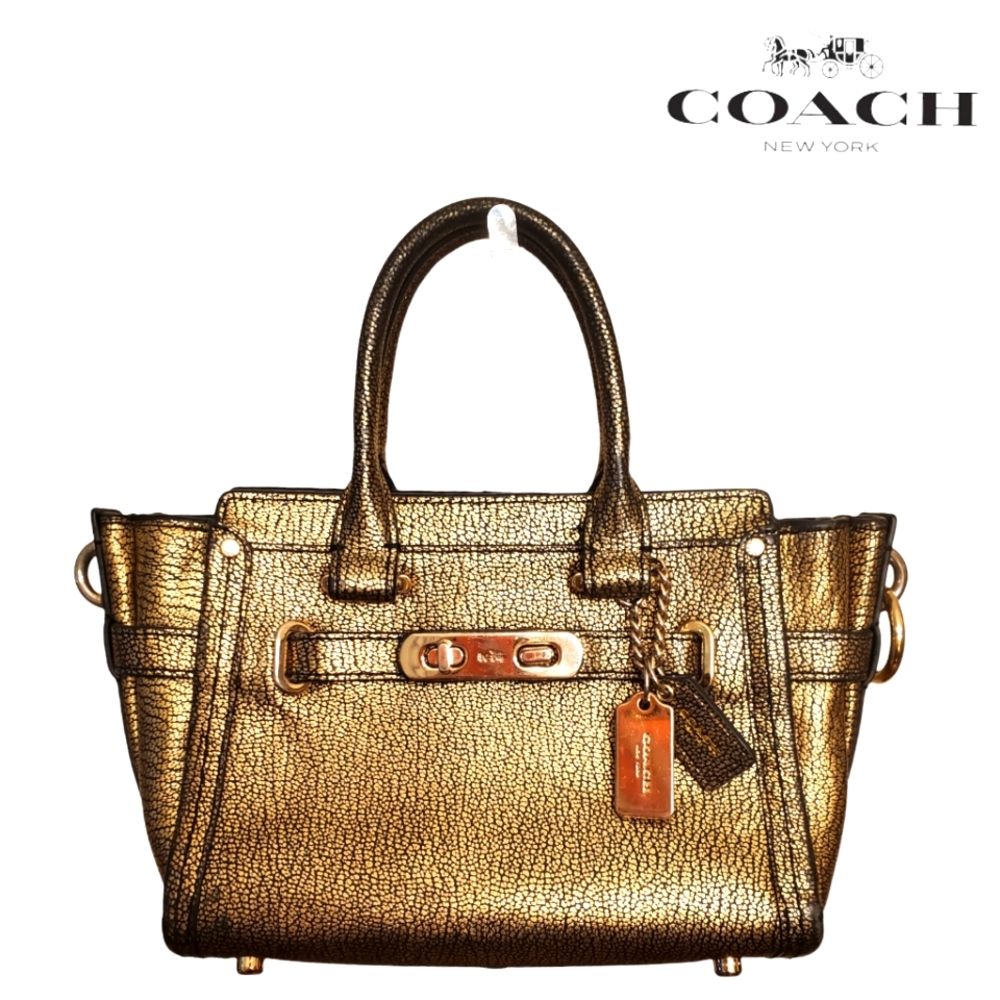 Coach Swagger Metallic Pebble Leather Crossbody Bag